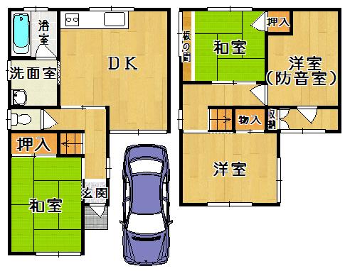 Floor plan. 16.8 million yen, 4DK, Land area 61.11 sq m , Building area 74.04 sq m