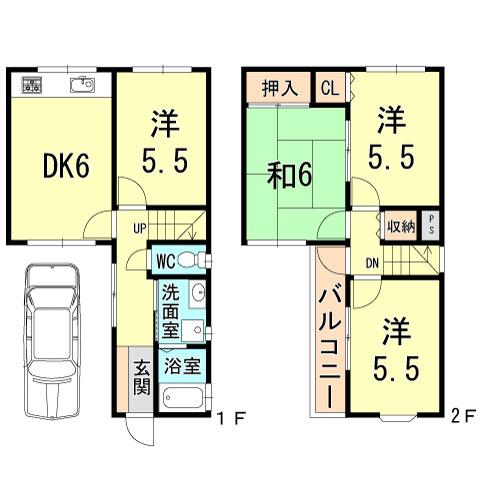 Floor plan. 24,800,000 yen, 4DK, Land area 62.17 sq m , Building area 71.23 sq m