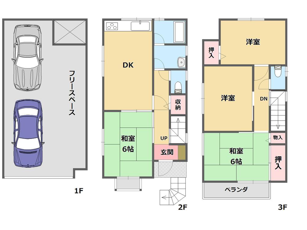 Floor plan. 16.8 million yen, 4LDK, Land area 53.06 sq m , Building area 106.59 sq m 1995 Built Parking 2 units can be!