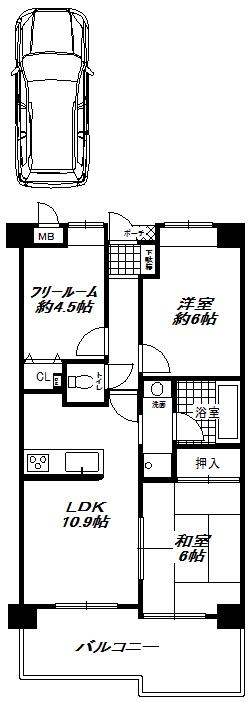 Floor plan. 3LDK, Price 16.8 million yen, Occupied area 55.62 sq m , Balcony area 11.19 sq m high-roof car parking available