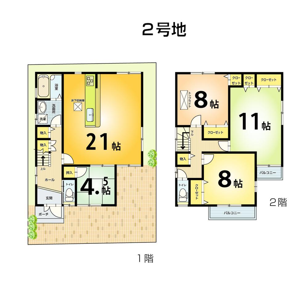 Floor plan. (No. 2 locations), Price 32.7 million yen, 4LDK, Land area 107.23 sq m , Building area 119.88 sq m