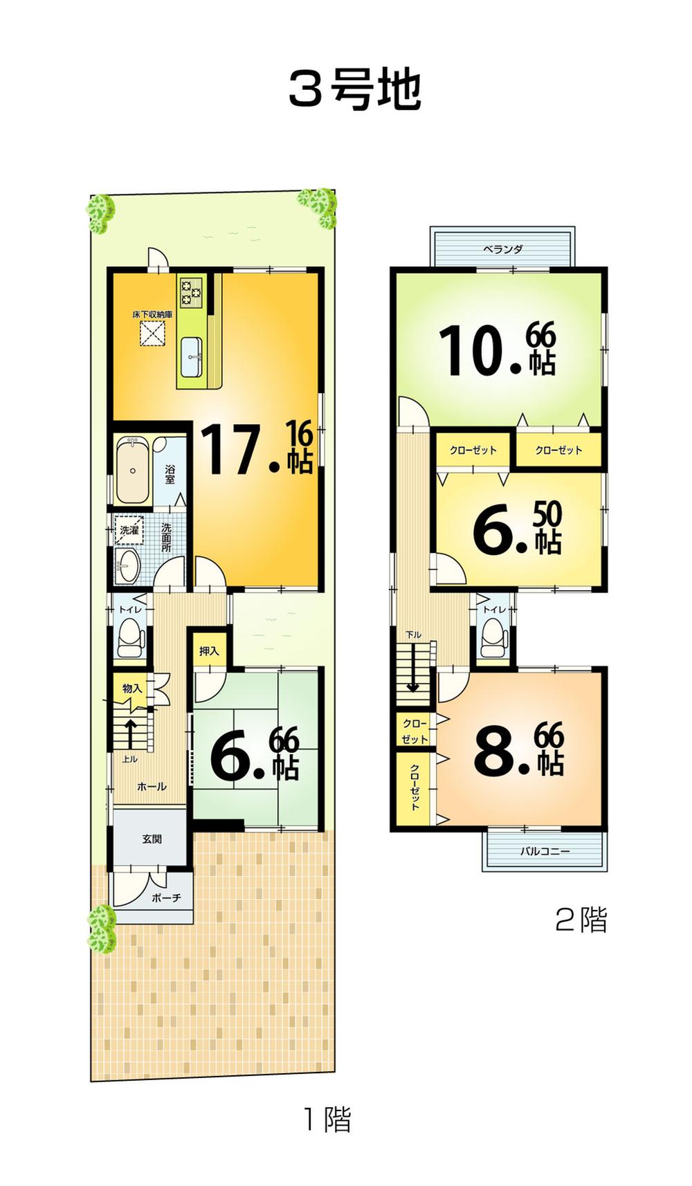 Floor plan. (No. 3 locations), Price 31.5 million yen, 4LDK, Land area 110.93 sq m , Building area 115.02 sq m