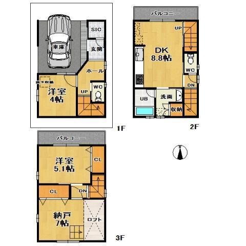Floor plan. (plan), Price 19.9 million yen, 3LDK, Land area 43.02 sq m , Building area 80.34 sq m