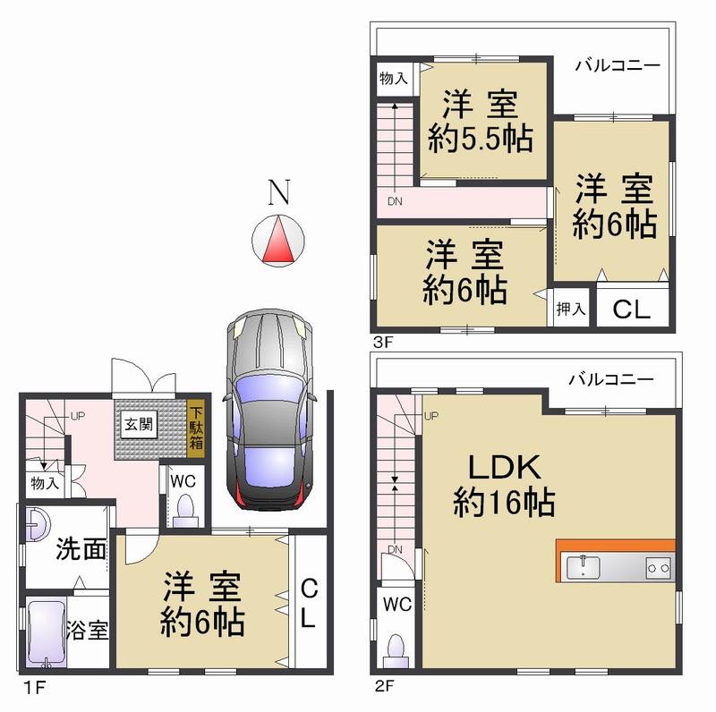Floor plan. 23.8 million yen, 4LDK, Land area 69.11 sq m , Building area 105.7 sq m LDK is relaxed about 16 Pledge of 4LDK