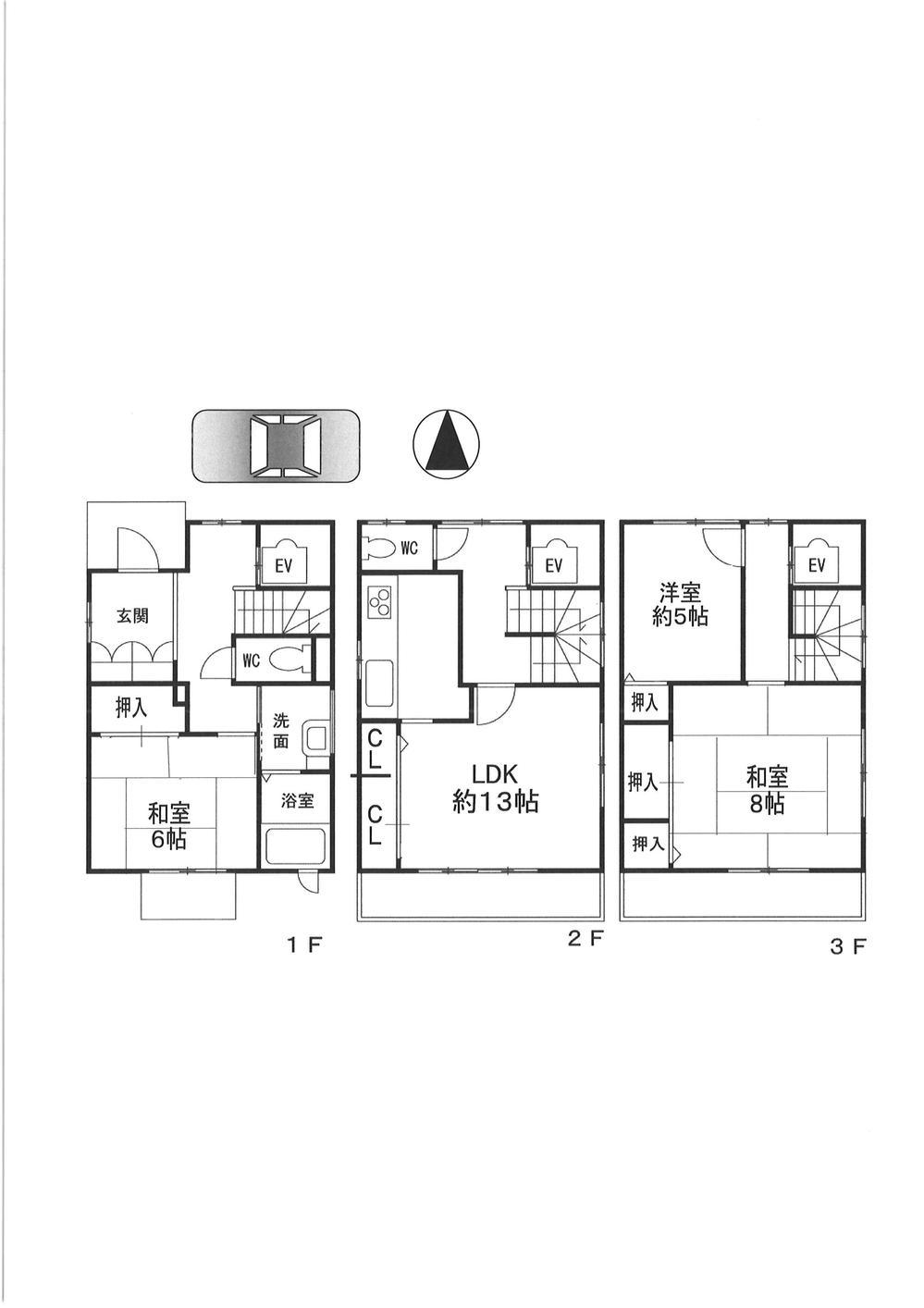 Floor plan. 34,800,000 yen, 3LDK, Land area 140.39 sq m , Building area 106.63 sq m