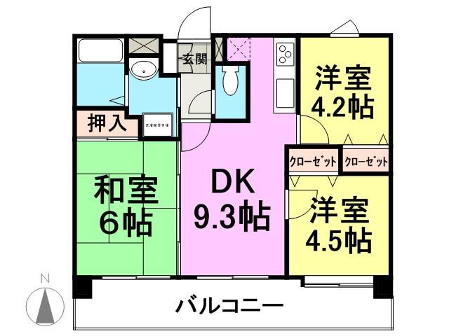 Floor plan. 3LDK, Price 17 million yen, Occupied area 51.85 sq m , Balcony area 15.1 sq m