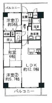 Floor plan. 3LDK, Price 15.5 million yen, Footprint 66 sq m , Balcony area 11.72 sq m auto lock ・ Corner room ・ Renovation completed