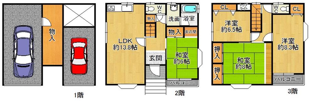 Floor plan. 21.6 million yen, 4LDK, Land area 66.38 sq m , Building area 144.99 sq m