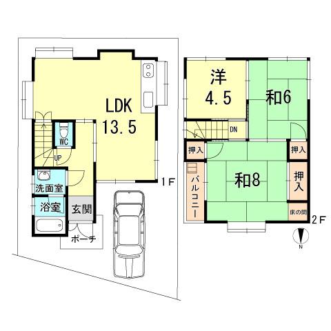 Floor plan. 22 million yen, 4LDK, Land area 64.93 sq m , Building area 71.01 sq m