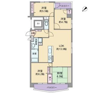 Floor plan. 4LDK, Price 22,800,000 yen, Occupied area 75.58 sq m , Balcony area 10.75 sq m