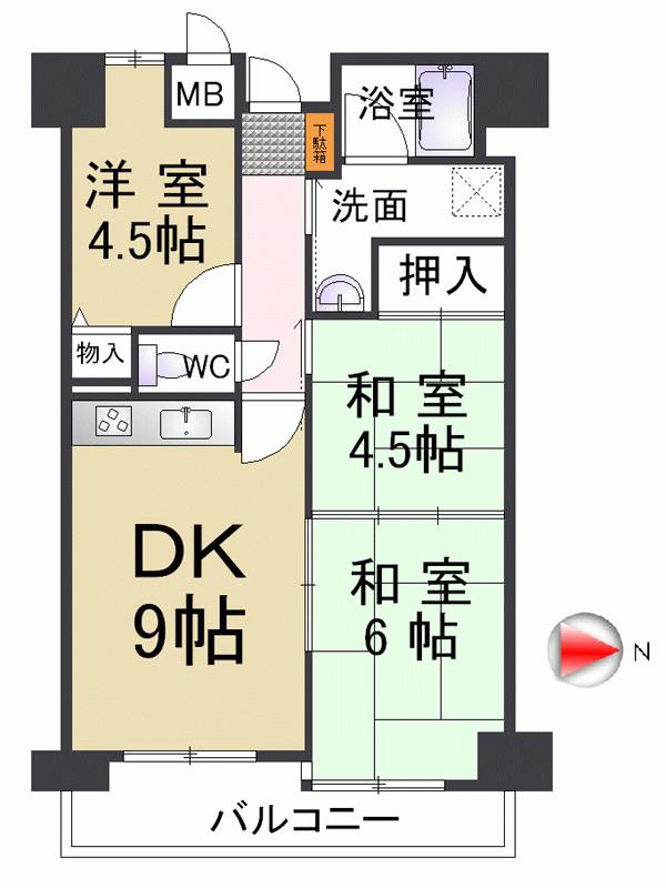 Floor plan. 3DK, Price 10.8 million yen, Footprint 49.5 sq m , On the balcony area 8.54 sq m over the entire surface reform passes, You can immediately you live