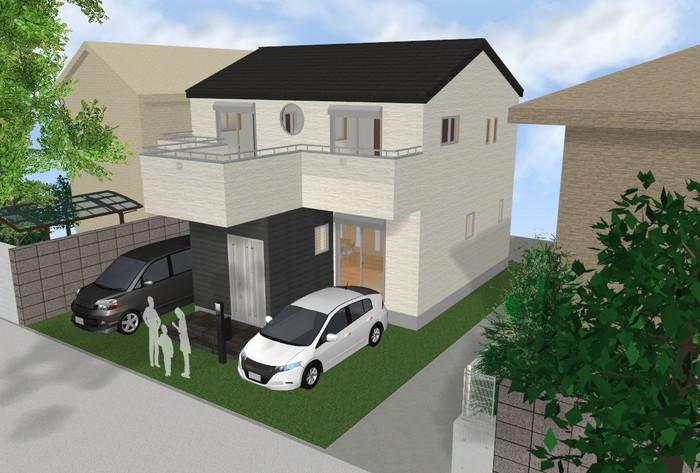 Rendering (appearance). Stylish appearance of the designer house! 