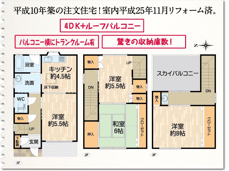 Floor plan. 18.9 million yen, 4DK, Land area 40.58 sq m , Building area 72.13 sq m storage lot, What room is also bright house.