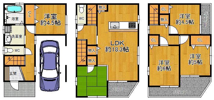 Floor plan. 28.8 million yen, 4LDK, Land area 58.04 sq m , Building area 99.62 sq m