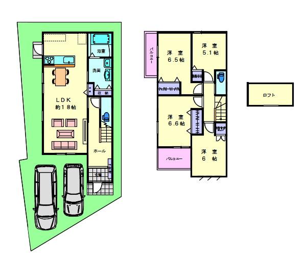 Floor plan. 36,800,000 yen, 4LDK, Land area 102.79 sq m , Building area 103.5 sq m spacious of 4LDK with loft