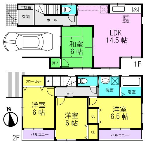 Floor plan. 32,800,000 yen, 4LDK, Land area 86.28 sq m , Building area 98.41 sq m