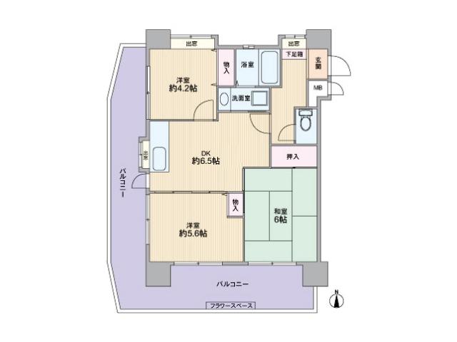 Floor plan. 3DK, Price 19 million yen, Occupied area 52.87 sq m , Balcony area 21.6 sq m floor plan