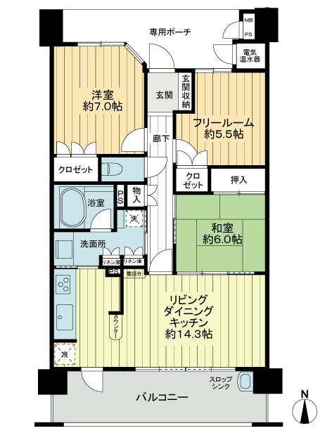 Floor plan. 2LDK + S (storeroom), Price 31,800,000 yen, Footprint 74.5 sq m , Balcony area 11.7 sq m
