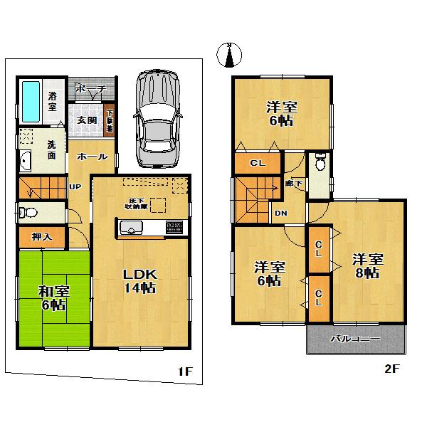 Floor plan. (No. 4 land plan), Price 34,300,000 yen, 4LDK, Land area 100 sq m , Building area 95.58 sq m