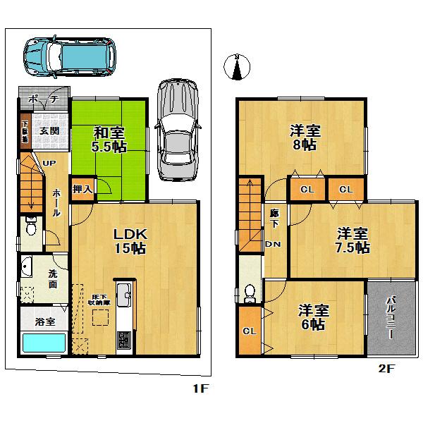 Floor plan. (No. 3 land plan), Price 33,800,000 yen, 4LDK, Land area 100.45 sq m , Building area 94.77 sq m