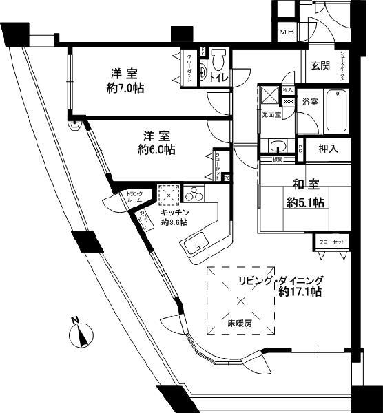 Floor plan. 3LDK, Price 25,800,000 yen, Occupied area 85.28 sq m , Balcony area 33.88 sq m