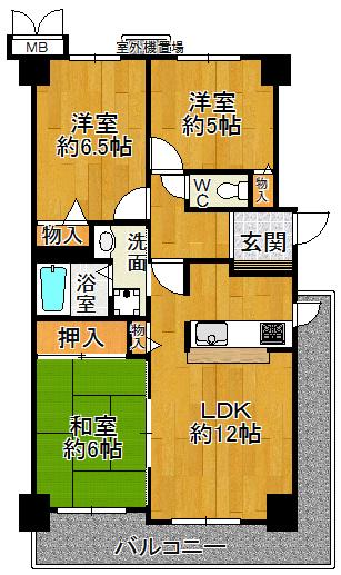 Floor plan. 3LDK, Price 17.8 million yen, Occupied area 63.23 sq m , Balcony area 12.92 sq m
