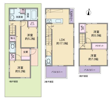 Building plan example (floor plan). Building plan example, Building price paid 16.3 million yen, Building area 99.76 sq m
