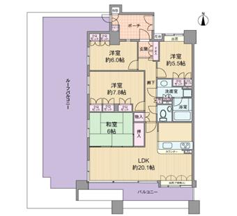 Floor plan. 4LDK, Price 34,800,000 yen, Occupied area 98.05 sq m , Balcony area 13.96 sq m floor plan