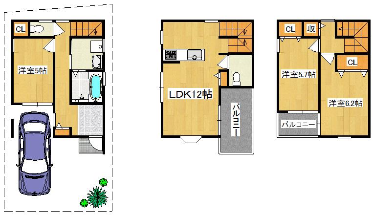 Floor plan. 22,800,000 yen, 3LDK, Land area 58.04 sq m , Building area 93.48 sq m   ◆ Floor plan