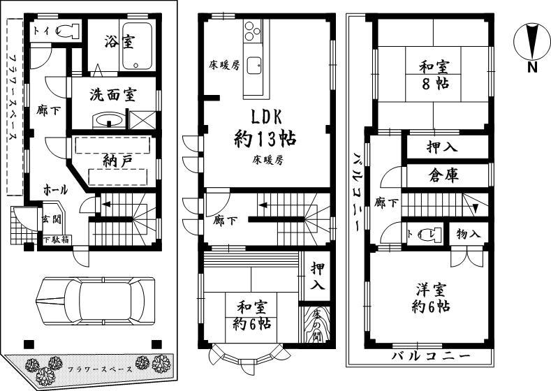 Floor plan. 30.5 million yen, 3LDK + S (storeroom), Land area 58.67 sq m , Building area 102.62 sq m