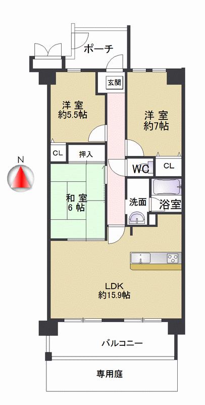 Floor plan. 3LDK, Price 17.8 million yen, Occupied area 75.52 sq m , It is a private garden that balcony area 10.2 sq m gardening can enjoy