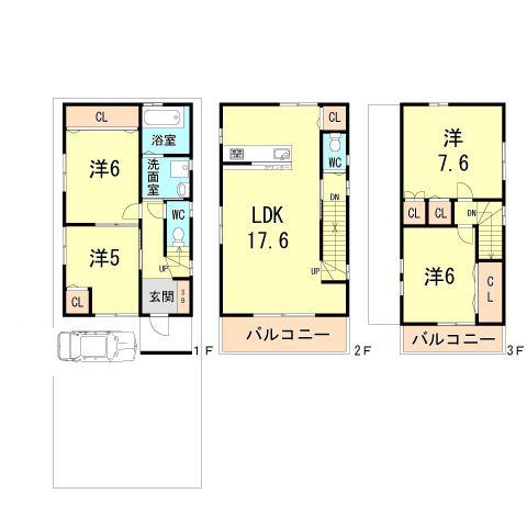 Floor plan. 30,800,000 yen, 4LDK, Land area 74.84 sq m , Building area 101.54 sq m