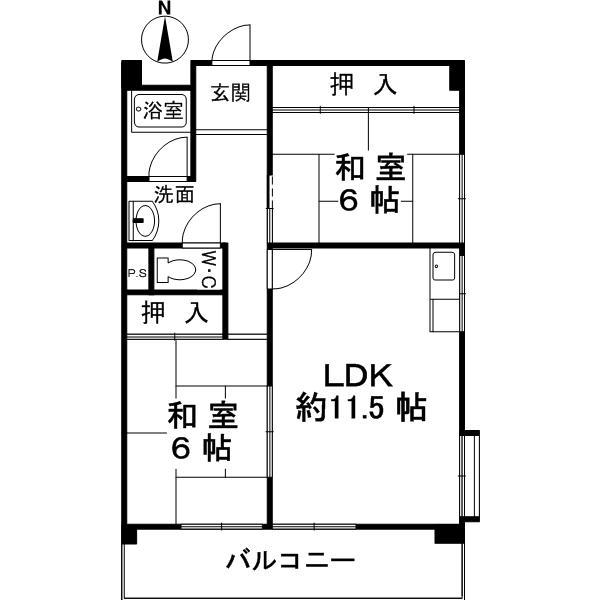 Floor plan. 2LDK, Price 9.8 million yen, Occupied area 55.44 sq m , Balcony area 8.19 sq m