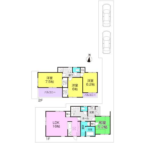 Floor plan. 33,800,000 yen, 4LDK, Land area 141.95 sq m , Building area 95.57 sq m