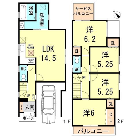 Floor plan. 33,800,000 yen, 4LDK, Land area 86.69 sq m , Building area 104.15 sq m