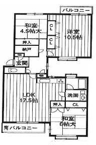Floor plan. 3LDK, Price 13.8 million yen, Occupied area 89.16 sq m , Balcony area 7.05 sq m