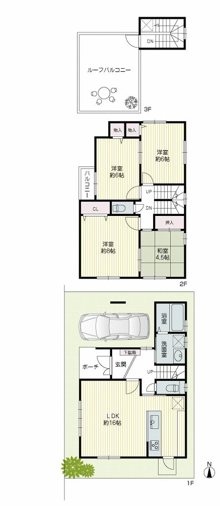 Floor plan. (No. 3 locations), Price 41 million yen, 4LDK, Land area 85.57 sq m , Building area 96.68 sq m