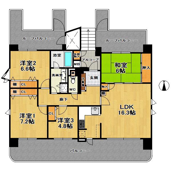 Floor plan. 4LDK, Price 39,800,000 yen, Occupied area 92.54 sq m , Balcony area 20.1 sq m   ■ 4LDK  4 direction land Per the top floor, Yang per ventilation good