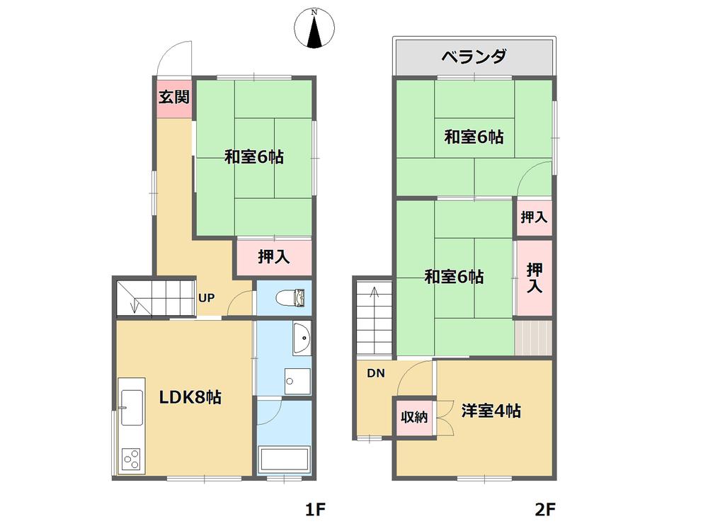 Floor plan. 12.3 million yen, 4LDK, Land area 58.86 sq m , Building area 69.75 sq m 4LDK + light car parking available!