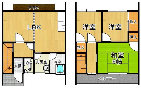 Floor plan. 9.8 million yen, 3LDK, Land area 54.09 sq m , Building area 64.98 sq m