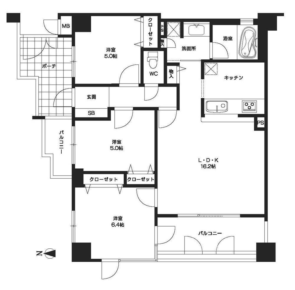 Floor plan. 3LDK, Price 26,300,000 yen, Occupied area 70.82 sq m , Balcony area 10.83 sq m