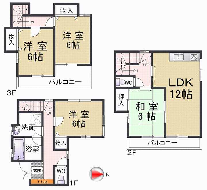 Floor plan. 26 million yen, 4LDK, Land area 66.83 sq m , It is a building area of ​​106.23 sq m All rooms 6 quires more 4LDK