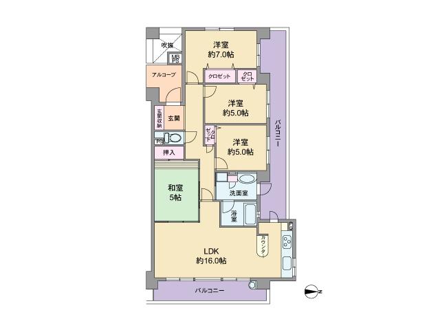 Floor plan. 4LDK, Price 24,800,000 yen, Occupied area 85.06 sq m , Balcony area 23.58 sq m 4LDK