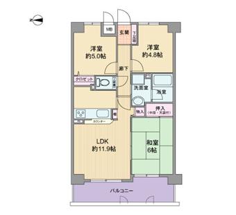 Floor plan. 3LDK, Price 12.8 million yen, Footprint 60.3 sq m , Balcony area 10.26 sq m floor plan