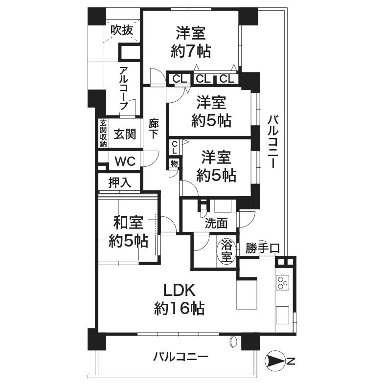 Floor plan. 4LDK, Price 25,900,000 yen, Occupied area 85.06 sq m , Balcony area 28.58 sq m spacious 4LDK