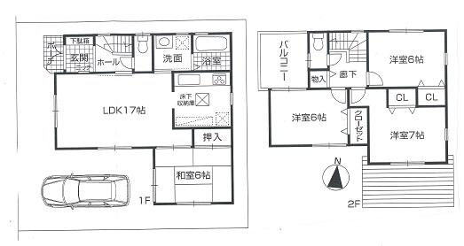 Floor plan. 30,800,000 yen, 4LDK, Land area 104.01 sq m , Building area 94.77 sq m