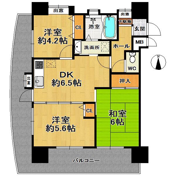 Floor plan. 3DK, Price 19 million yen, Occupied area 52.87 sq m , Balcony area 21.6 sq m