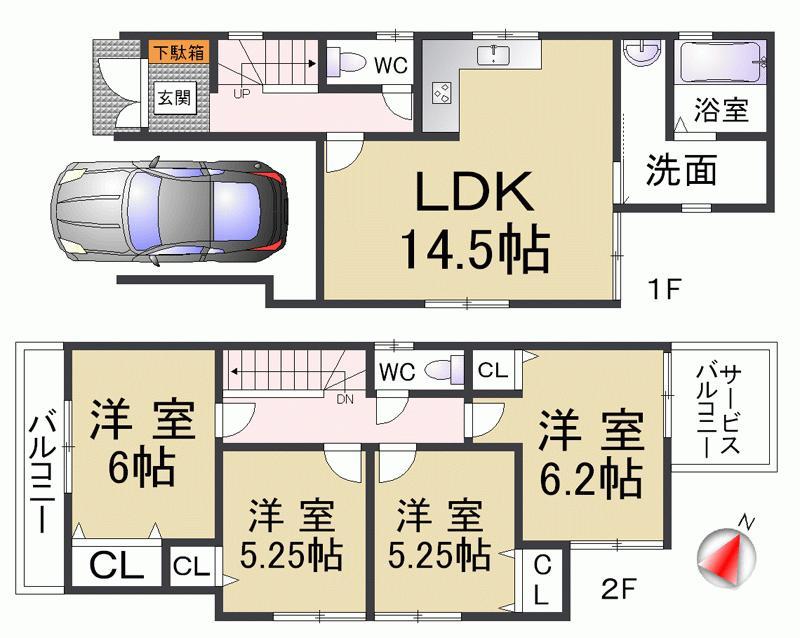 Other. On the second floor is a floor plan that we arranged 4 room We each of Western-style rooms are located in a well-balanced Dihedral east to west balcony