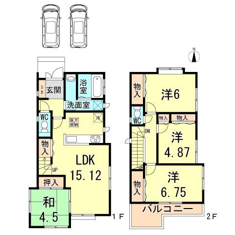Floor plan. 33,800,000 yen, 4LDK, Land area 102.17 sq m , Building area 92.94 sq m