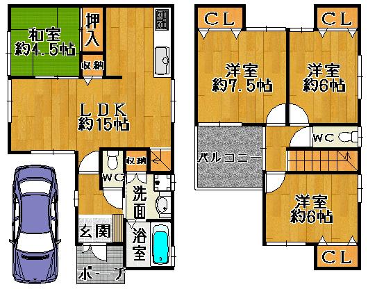 Floor plan. 29,800,000 yen, 4LDK, Land area 81.73 sq m , Building area 91.83 sq m